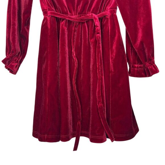 NEW INC International Concepts Girls Velvet Dress 3T Red Belted Long Sleeve - Picture 3 of 8
